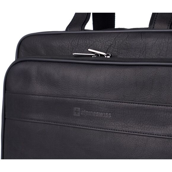 Alpine Swiss Messenger Bag Leather 15.6 Laptop Briefcase Portfolio Business Case - Picture 9 of 10